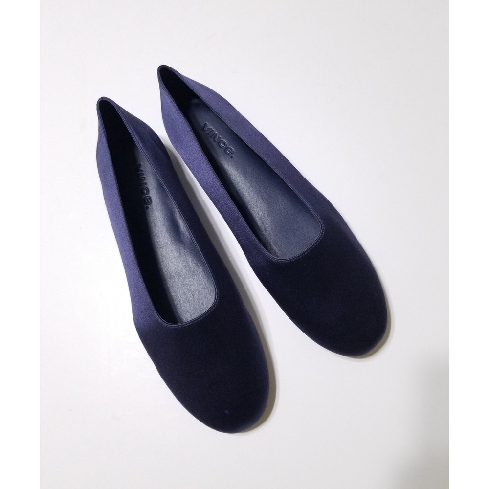 Vince Maxwell Italian Satin Ballet Flat Navy Blue NIB Size 6 $225 - Picture 9 of 16